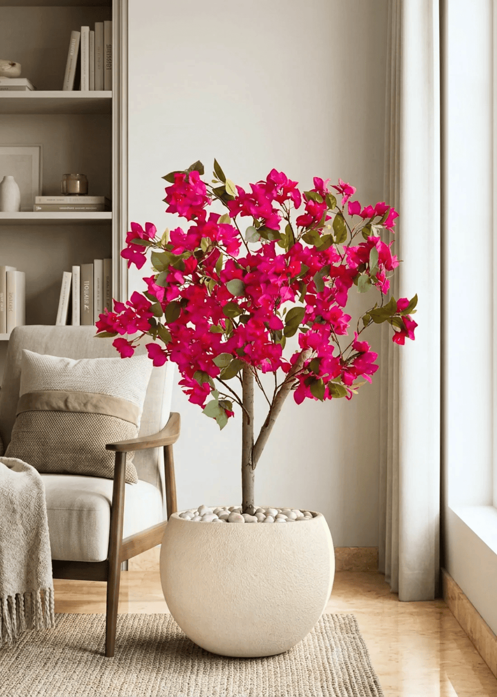 Artificial Bougainvillea Tree in Textured Planter