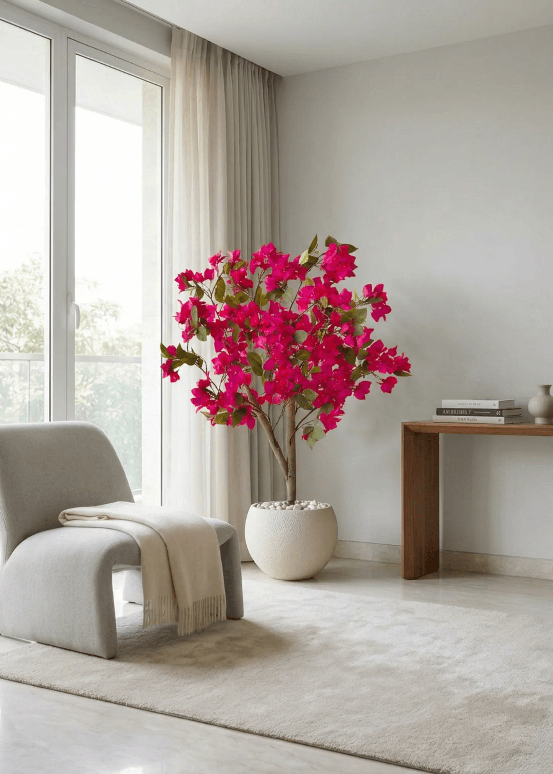 Artificial Bougainvillea Tree in Textured Planter