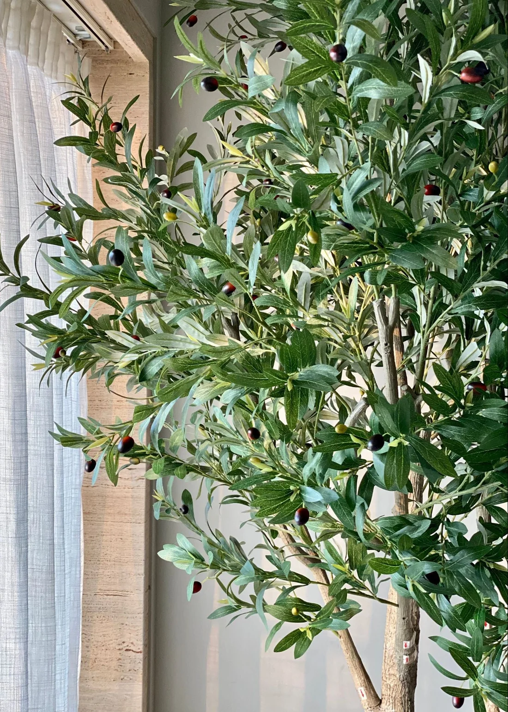 Artificial Olive Tree in White Planter
