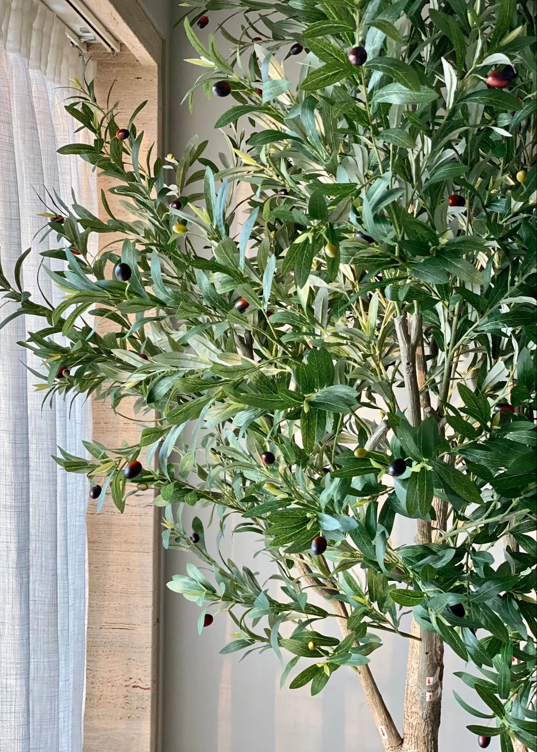Artificial Olive Tree in White Planter