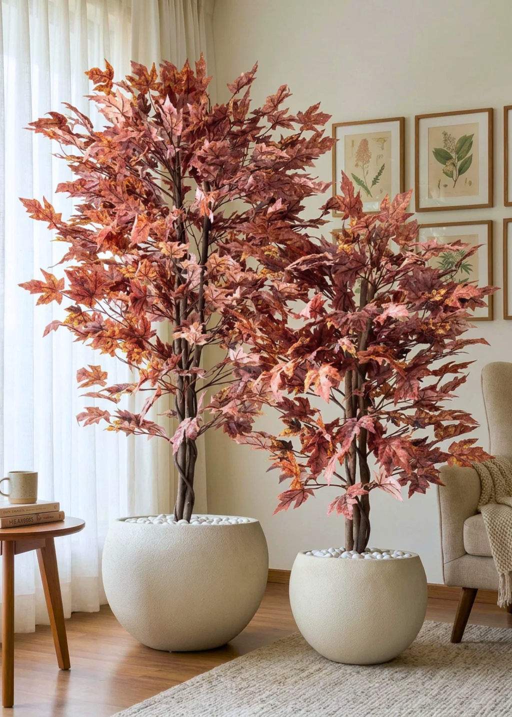 Artificial Autumn Maple Tree in Textured Planter
