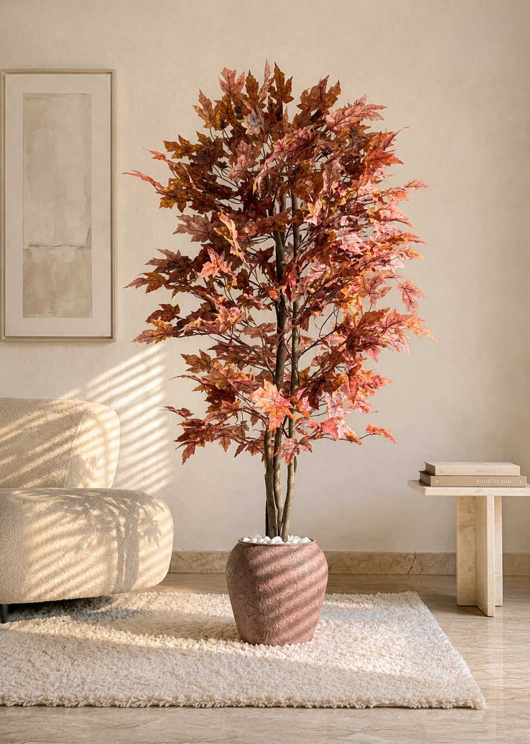 Artificial Autumn Maple Tree in Textured Planter
