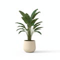 Medium artificial bird of paradise in warm-white planter on white background